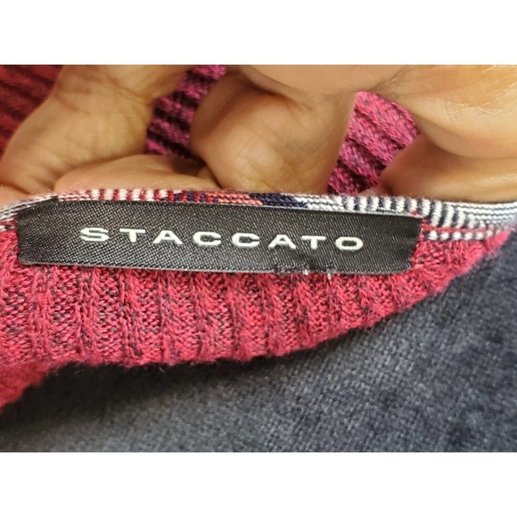 Staccato Women Maroon Polyester Round Neck Long Sleeve Knee Length Dress Small - Picture 9 of 11